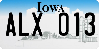 IA license plate ALX013