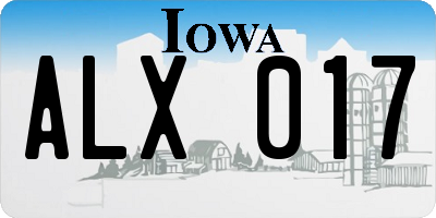 IA license plate ALX017