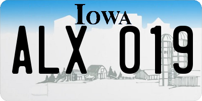 IA license plate ALX019