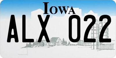 IA license plate ALX022
