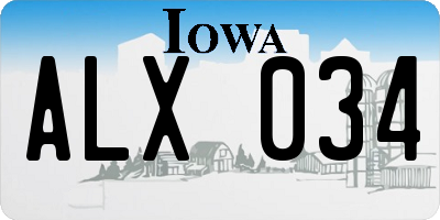 IA license plate ALX034
