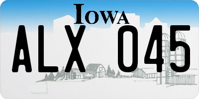 IA license plate ALX045