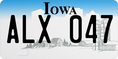 IA license plate ALX047