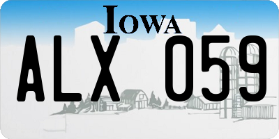 IA license plate ALX059