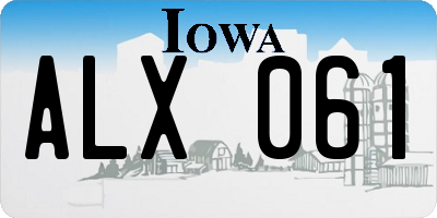IA license plate ALX061