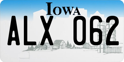 IA license plate ALX062