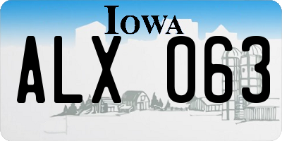 IA license plate ALX063