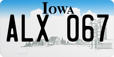 IA license plate ALX067