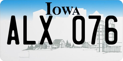 IA license plate ALX076