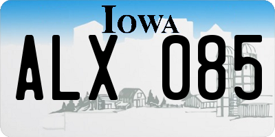 IA license plate ALX085