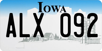 IA license plate ALX092