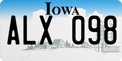 IA license plate ALX098