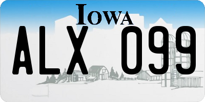 IA license plate ALX099