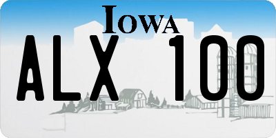 IA license plate ALX100