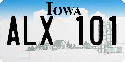 IA license plate ALX101