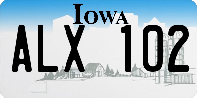 IA license plate ALX102