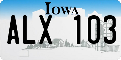 IA license plate ALX103