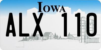 IA license plate ALX110