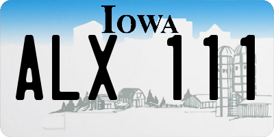 IA license plate ALX111