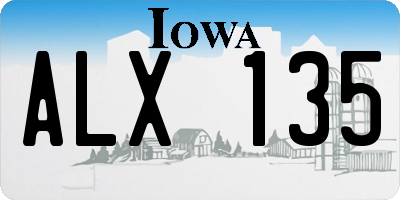 IA license plate ALX135