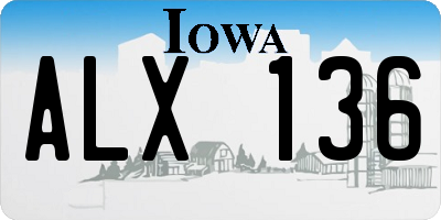 IA license plate ALX136