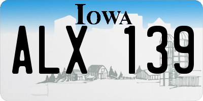 IA license plate ALX139