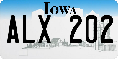 IA license plate ALX202