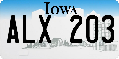 IA license plate ALX203