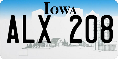 IA license plate ALX208