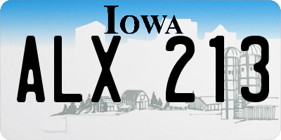 IA license plate ALX213