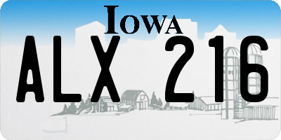 IA license plate ALX216
