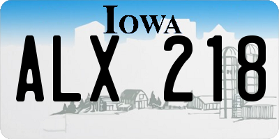 IA license plate ALX218