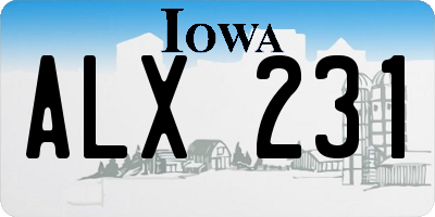 IA license plate ALX231