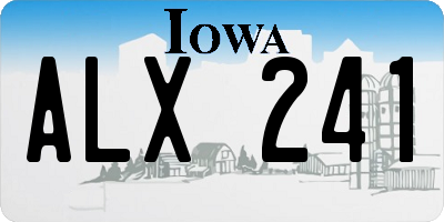IA license plate ALX241