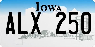 IA license plate ALX250