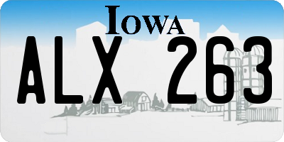 IA license plate ALX263