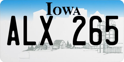 IA license plate ALX265