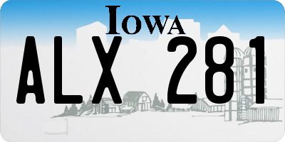 IA license plate ALX281