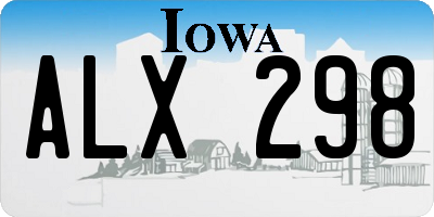IA license plate ALX298