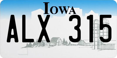 IA license plate ALX315