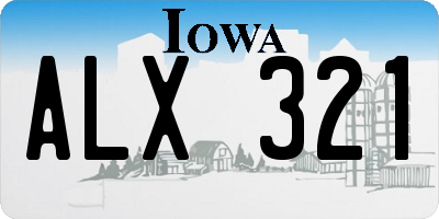 IA license plate ALX321