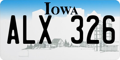 IA license plate ALX326