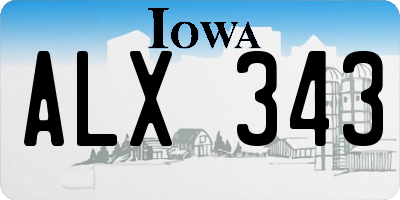 IA license plate ALX343