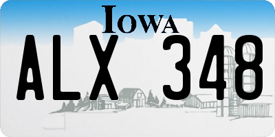 IA license plate ALX348