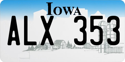 IA license plate ALX353