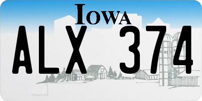 IA license plate ALX374
