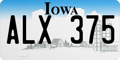 IA license plate ALX375