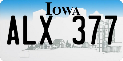 IA license plate ALX377