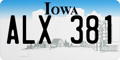 IA license plate ALX381