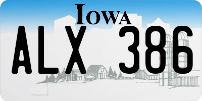 IA license plate ALX386